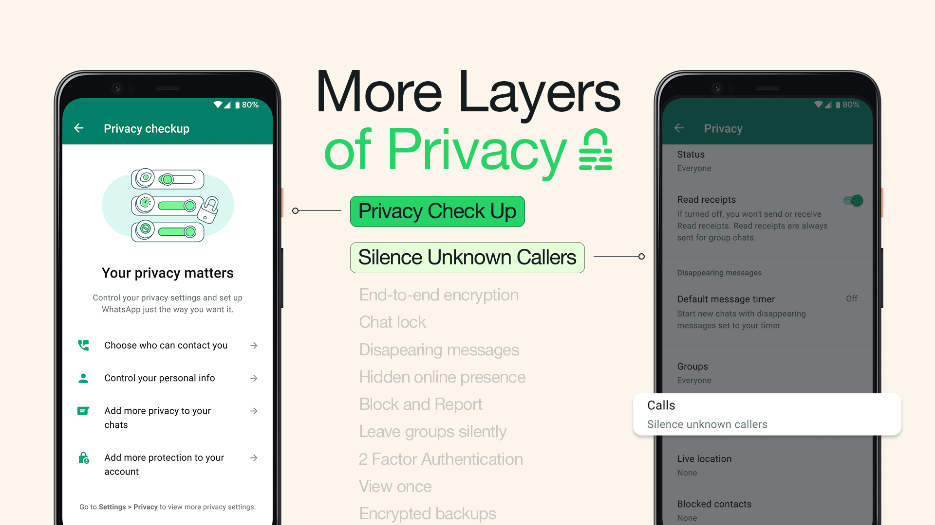 New Privacy Measures: "Silence Unknown Callers" and Robust Privacy Checkup on WhatApp